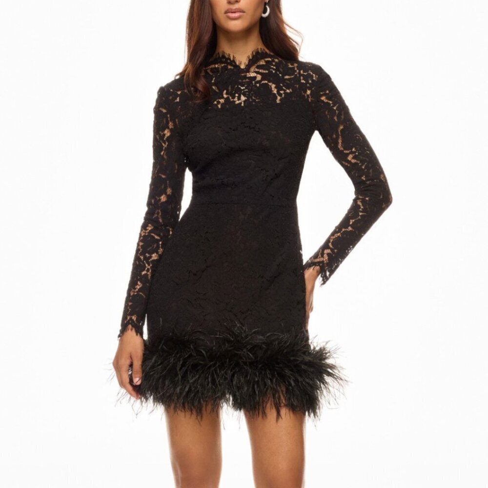 SAU LEE Mara Black Lace Dress Size 10